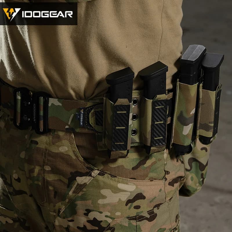 Poche double chargeur 9mm IDOGEAR - Mag pouch carbone MOLLE pêche airsoft tactique