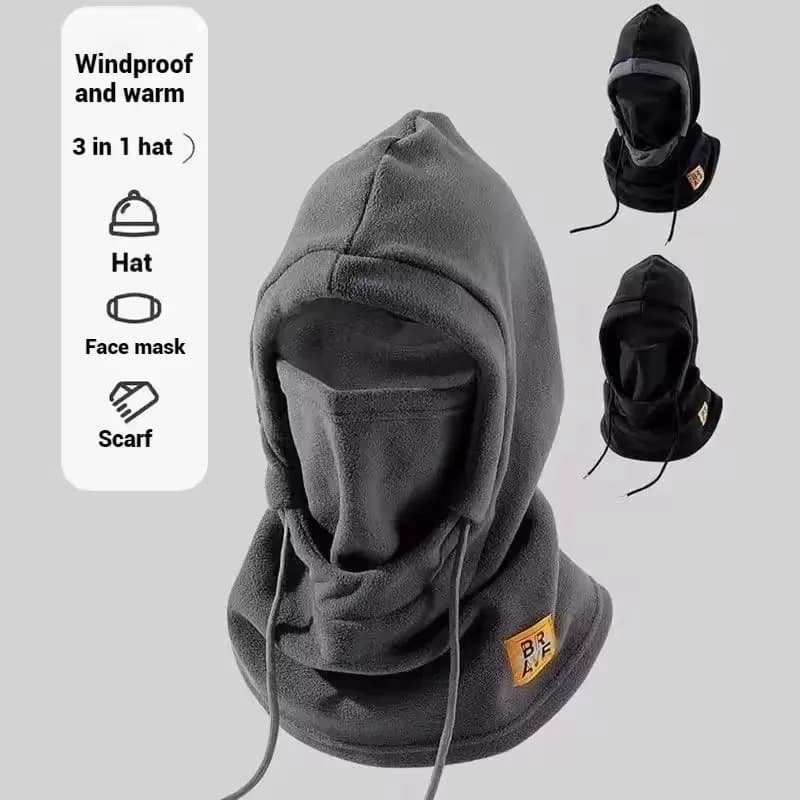 Bonnet hiver avec masque et cache-cou 3-en-1 pêche cyclisme protection froid vent
