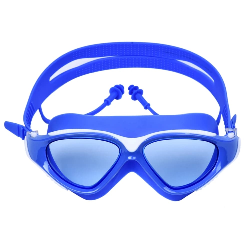 Lunettes de natation adultes HD une pièce bouchons d'oreilles étanches anti-buée grand cadre