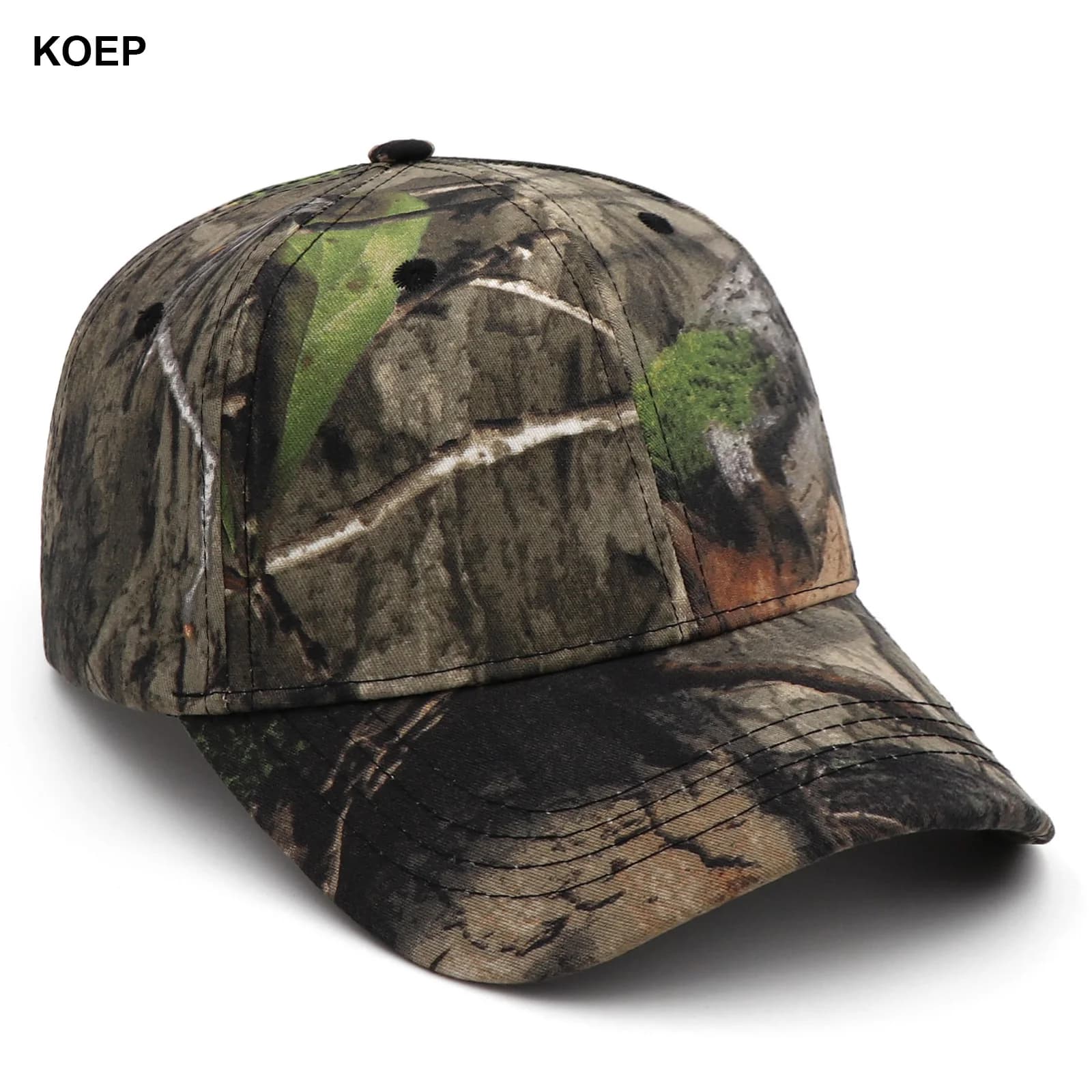 Casquette pêche camouflage jungle KOEP - Snapback coton chasse roseaux camouflage feuilles