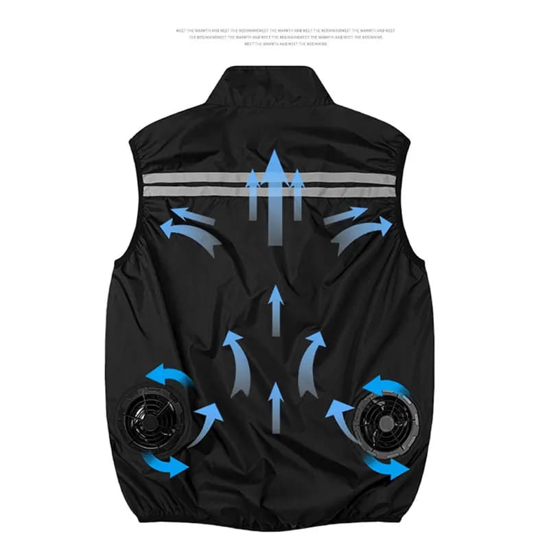 Gilet rafraîchissant sans manches résistant chaleur travail été ventilateur climatisation homme femme