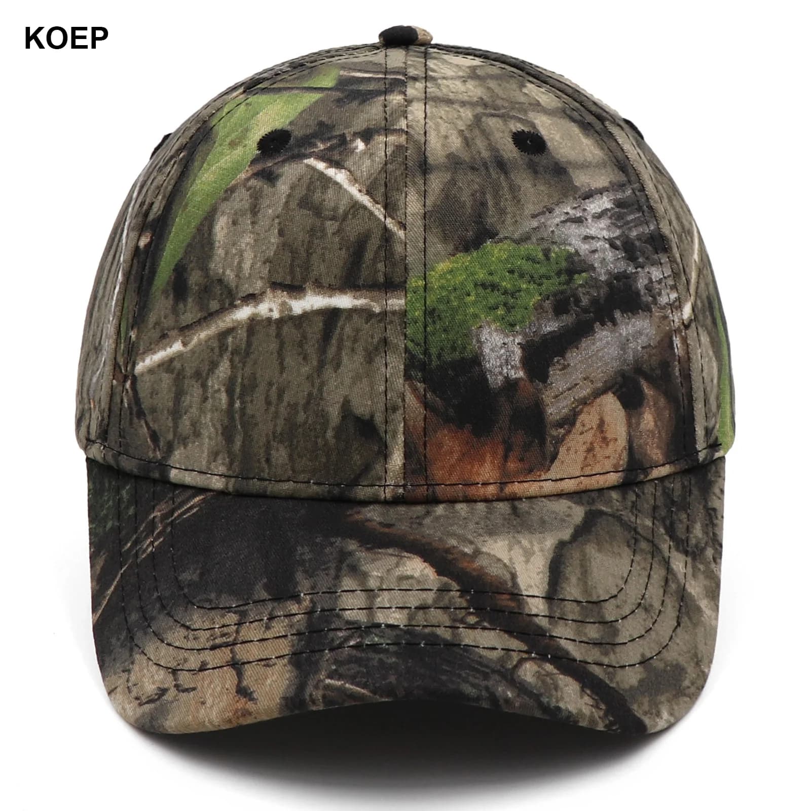 Casquette pêche camouflage jungle KOEP - Snapback coton chasse roseaux camouflage feuilles