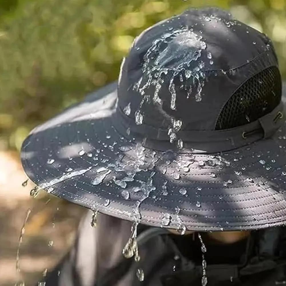 Chapeau de pêche à large bord avec protection cou et réglable pour randonnée et camping anti-UV