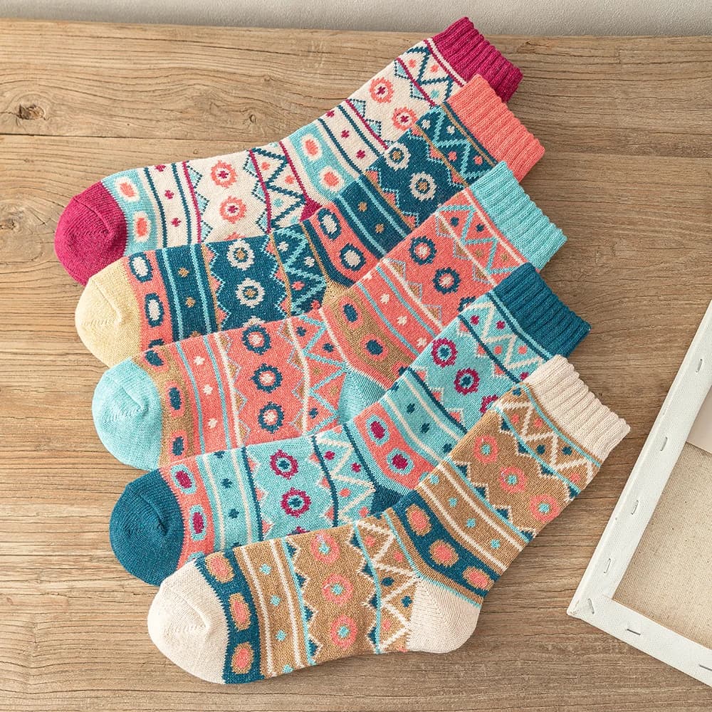 Lot 5 paires chaussettes Noël design original épaisses chaudes couple hommes femmes taille unique