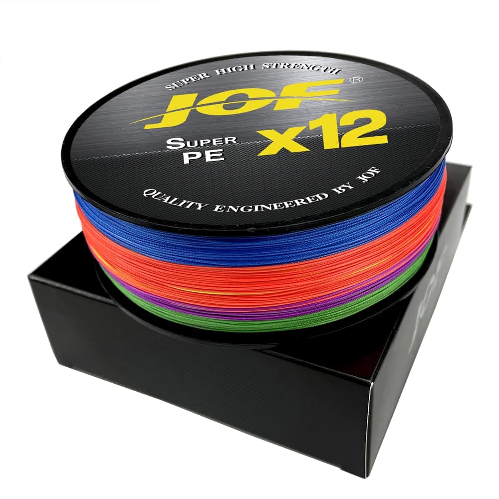 Ligne tressée JOF X12 améliorée 12 brins multifilament PE 100m-500m 25LB-92LB super résistante pêche