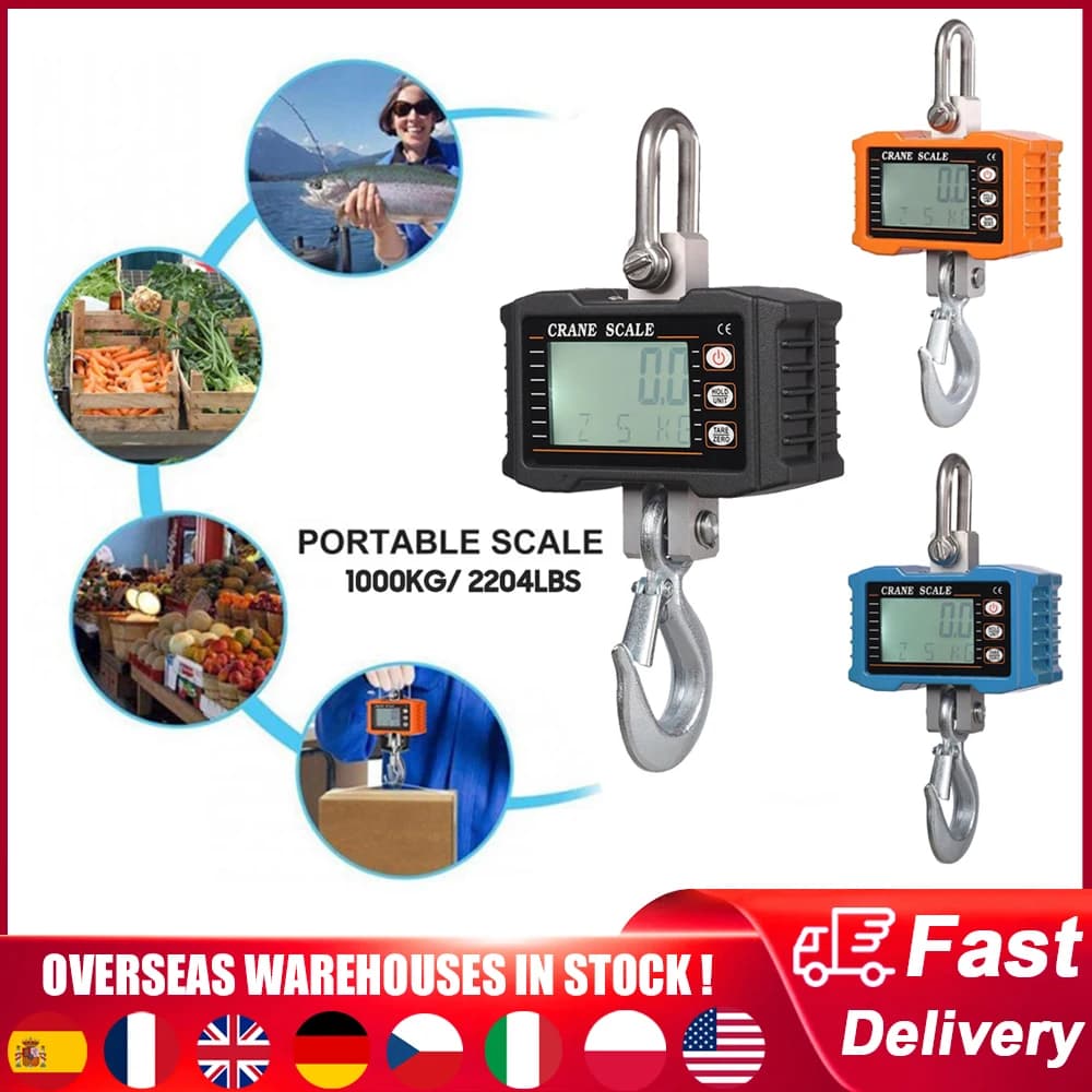 Balance gruau numérique industrielle 1000kg LCD - pesage lourd portable pour pêche commerciale et industrielle
