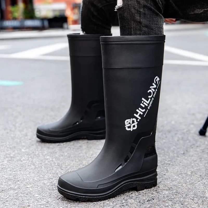 Bottes pêche haute homme imperméables PVC - Chaussures livreur anti-dérapantes tube long protection professionnelle