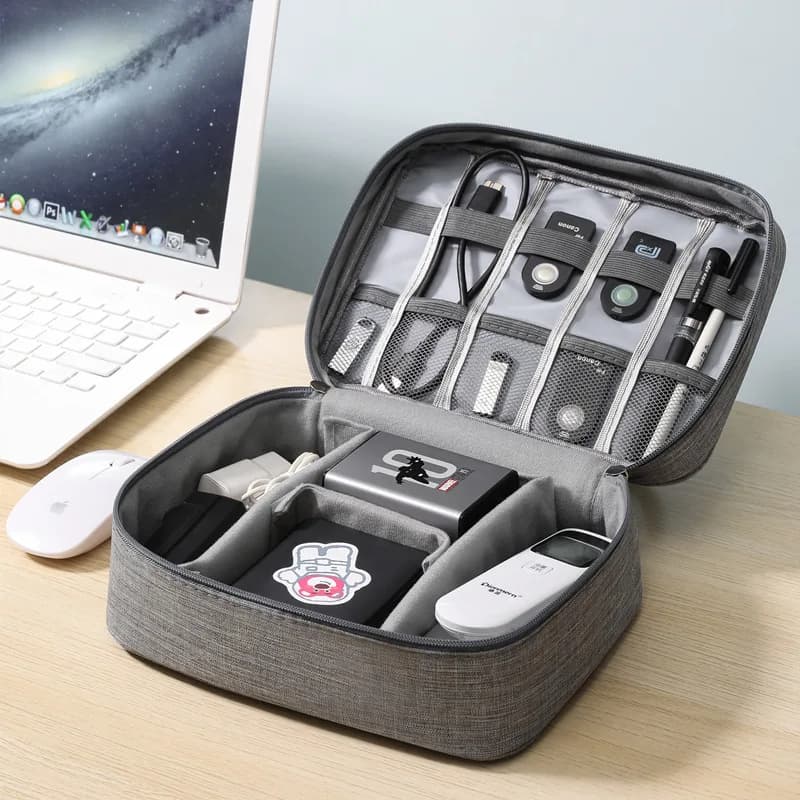 Trousse de rangement câbles étanche USB - Organisateur voyage pour chargeurs et câbles