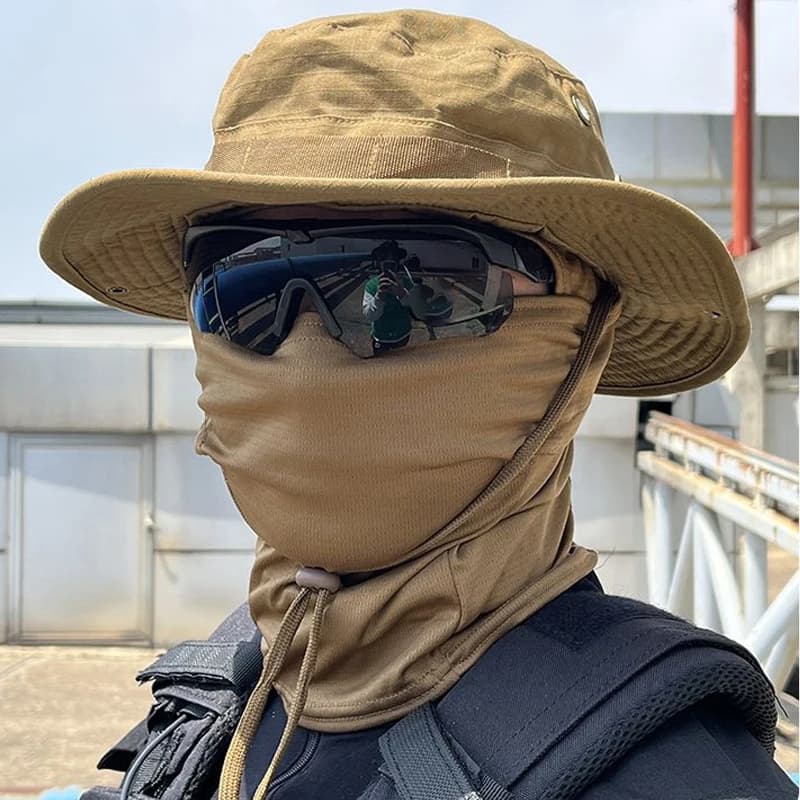 Set 2 pièces chapeau à large bord avec cagoule - Protection solaire mixte pour pêche, randonnée et camping