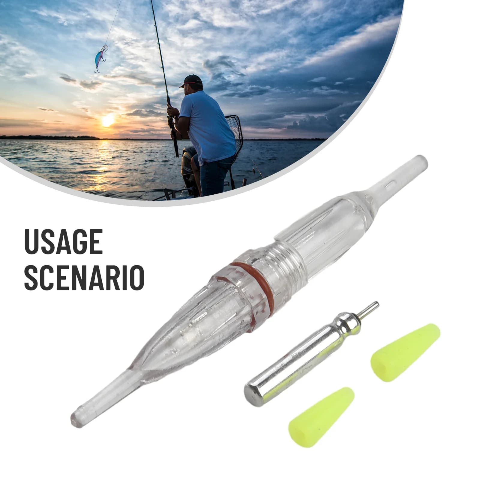 Lampe électronique de pêche nocturne étanche 72mm - Bâton lumineux attirant les poissons sous-marin accessoires