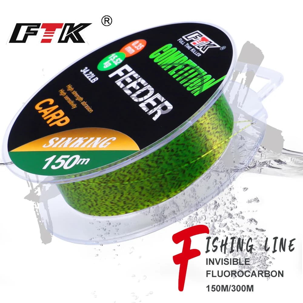 Ligne de pêche fluorocarbone invisible 3D pour carpe, forte résistance, 150m ou 300m, pêche au spot