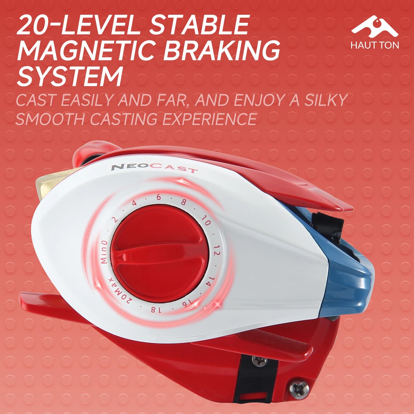 Moulinet baitcasting HAUT TON NC200 7.1:1 pour pêche eau douce et mer - 5KG de frein ultraléger
