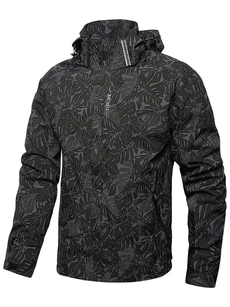 Veste imperméable homme pêche automne avec capuche - Vêtement technique extérieur grande taille