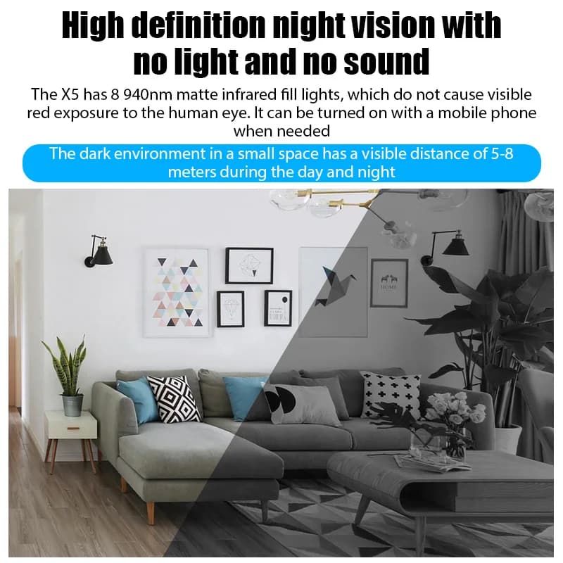Mini caméra 1080P vision nocturne claire portable détection mouvement surveillance sans fil protection