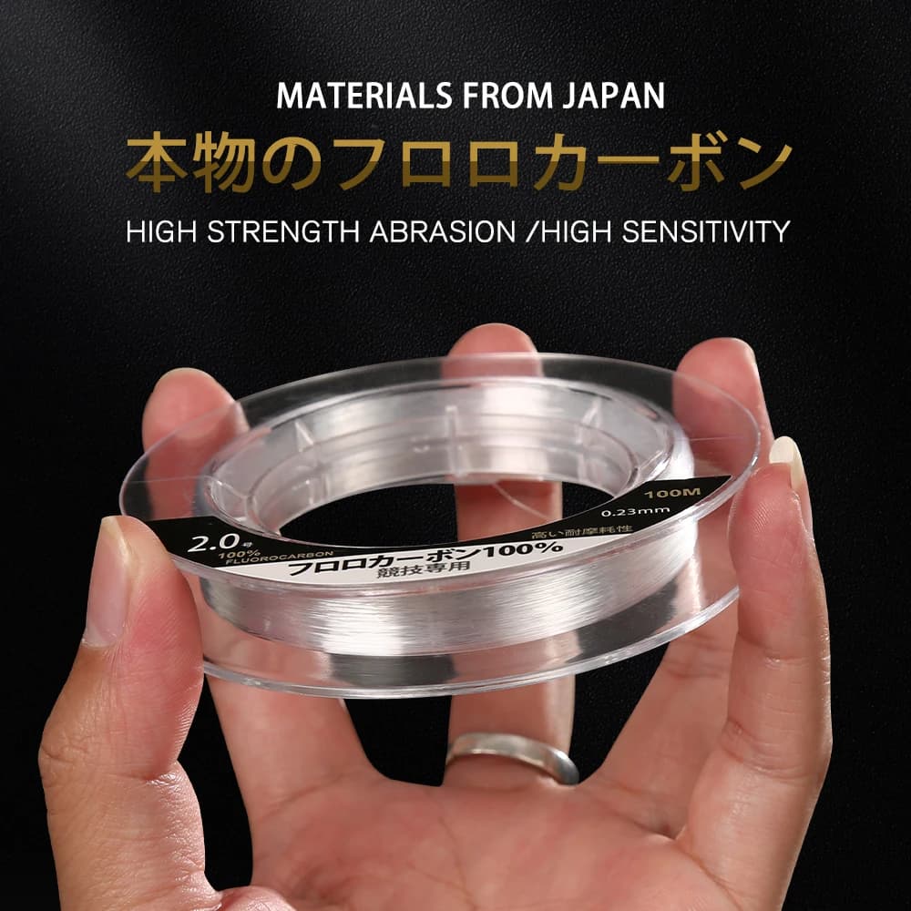 Ligne de pêche fluorocarbone ZUKIBO 100m, basse visibilité pour la carpe et carnassiers, fil coulant