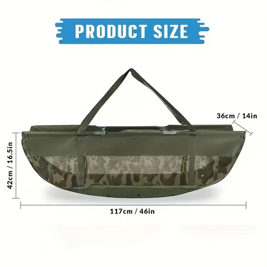 Sac pesée poissons PVC YOTO pliable maille - Poche mesure captures - Utilisation pêche black bass