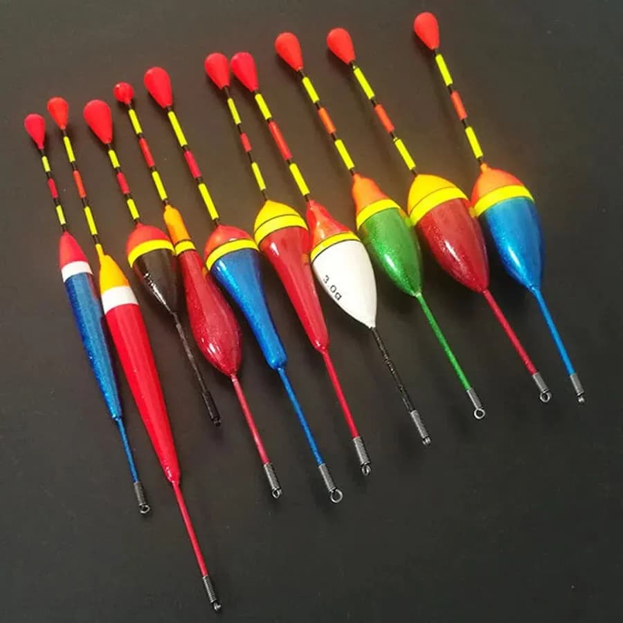 Lot promotionnel 10 flotteurs pêche mixte tailles et couleurs - Set complet bouées et bouchons accessoires pêche