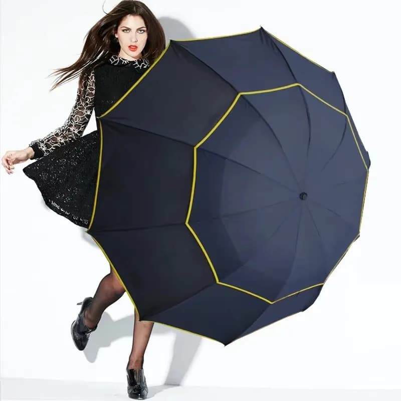 Parapluie Double Couche Résistant Vent Fort - Familial Voyage Homme Femme Pêche Pluie Soleil