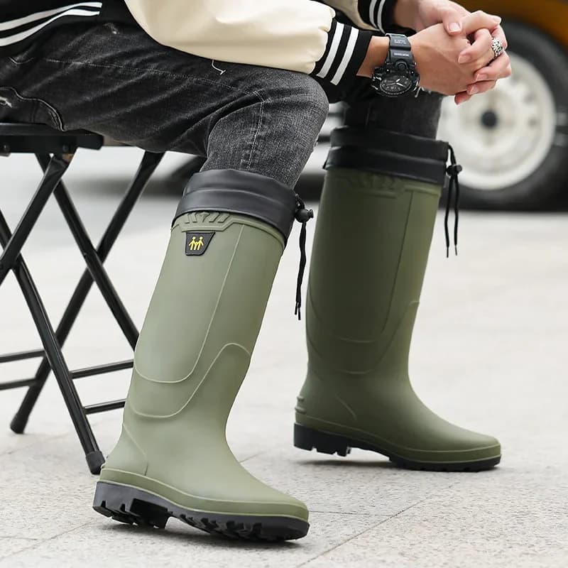 Grandes tailles bottes de pêche hautes semelle épaisse étanches chantier antidérapantes toutes saisons