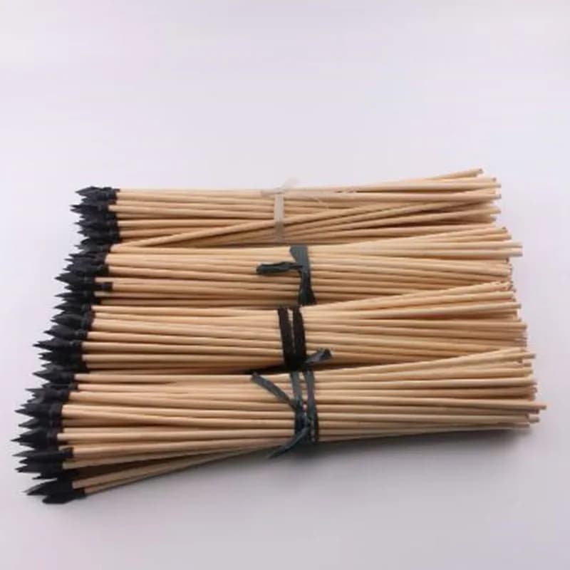 Flèches bois naturel 42cm 7mm avec pointe caoutchouc - 10pcs pour arc bois pêche traditionnelle