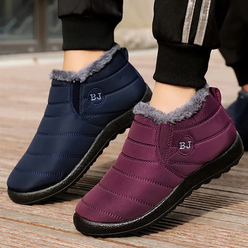 Bottes hiver légères femme grande taille - Bottines noires couple imperméables