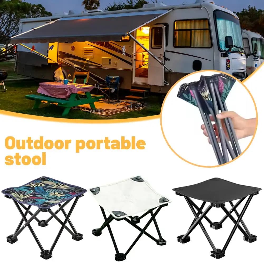 Tabouret pliant compact avec repose-pieds - Siège pour pêche, camping et croquis étudiants