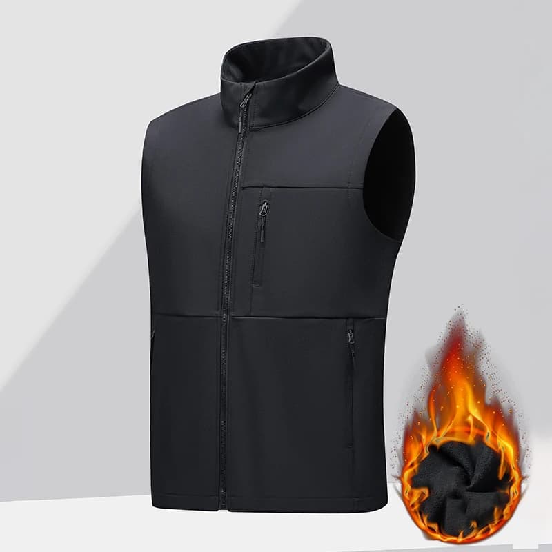 Veste polaire technique sans manches pour pêche hivernale - Vêtement chaud imperméable coupe-vent homme