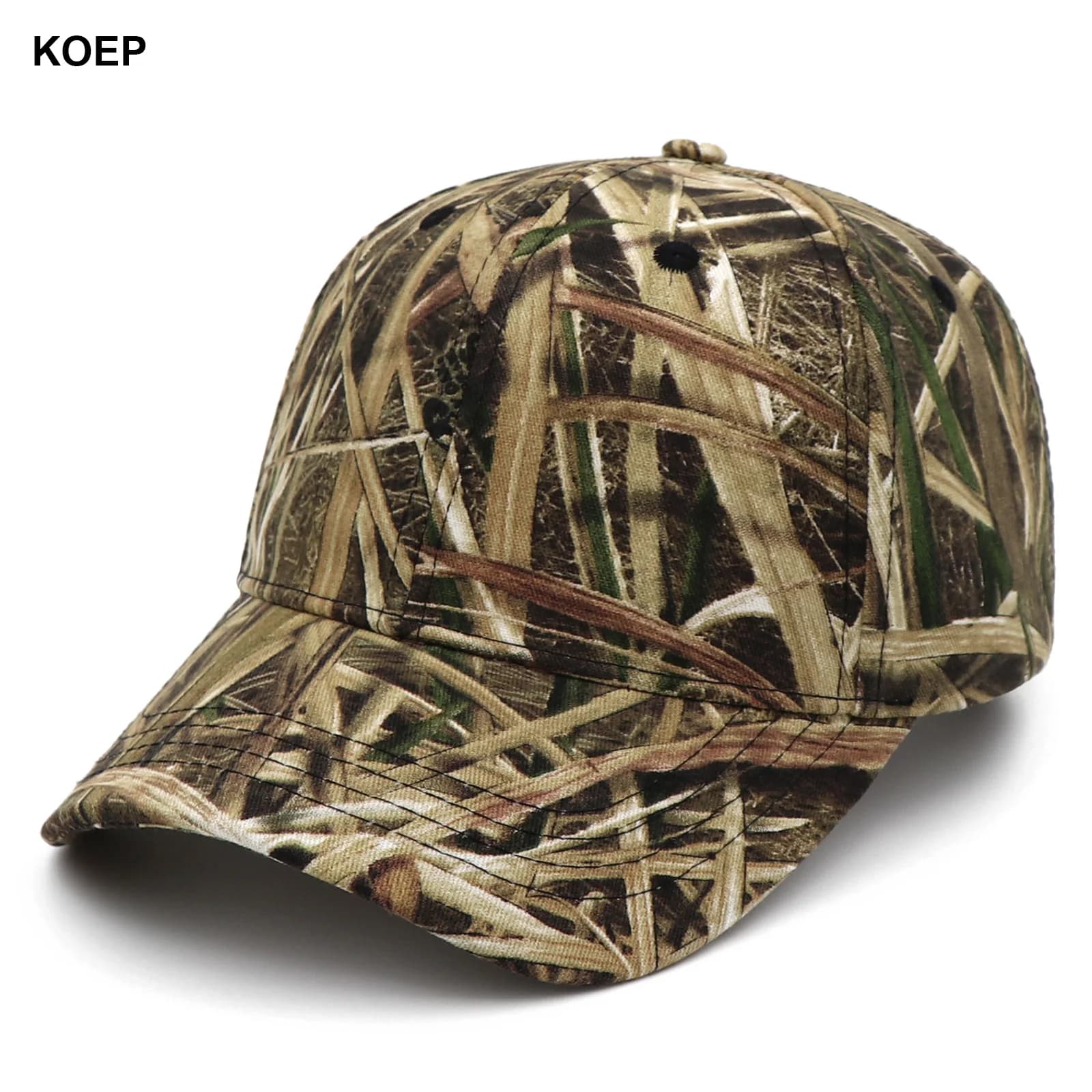 Casquette pêche camouflage roseaux jungle KOEP - Chapeau snapback coton pour pêche en eau douce