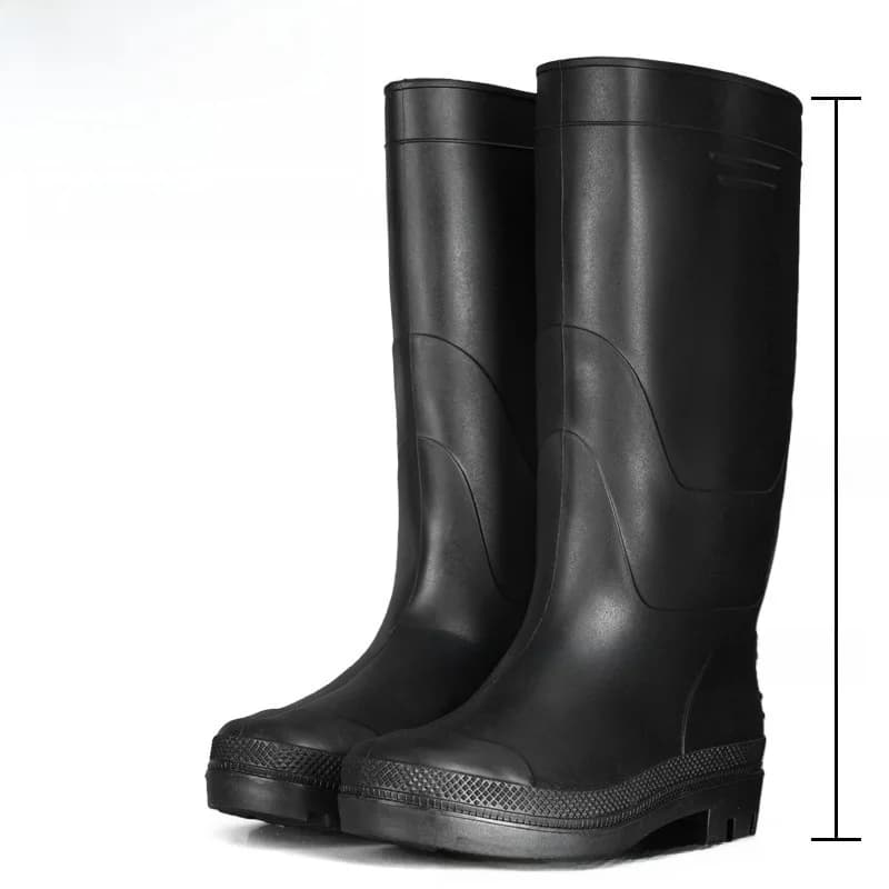 Bottes de pluie homme tube haut noires épaisses antidérapantes construction pêche