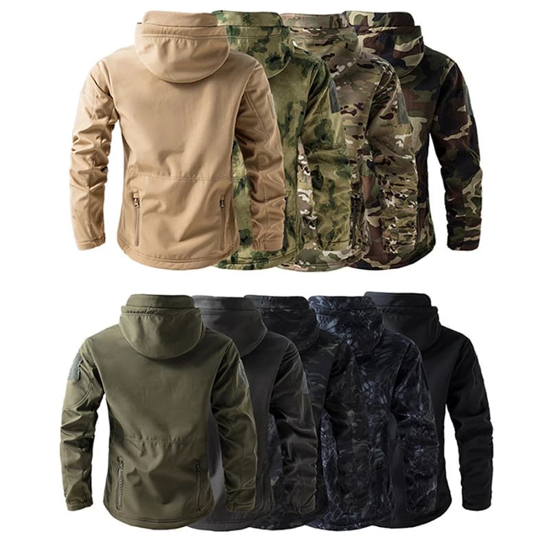 Veste tactique Shark Skin Soft Shell hiver homme - Imperméable polaire à capuche chasse pêche