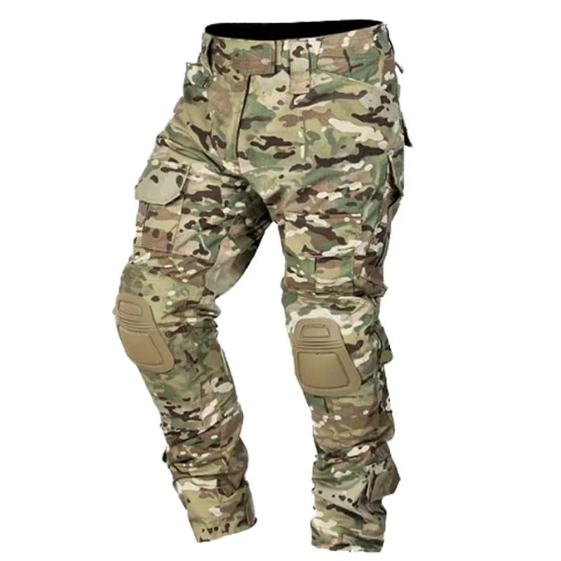 Pantalon tactique pêche camouflage respirant imperméable avec genouillères intégrées pour hommes