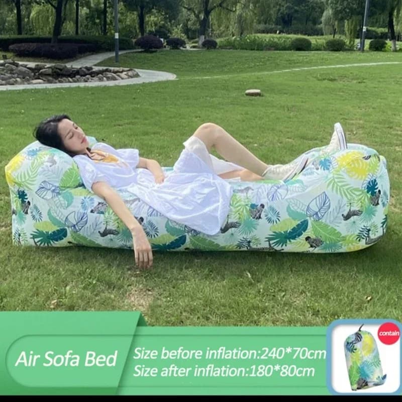 Canapé gonflable rapide air lounger pour camping plage pêche pique-nique lit paresseux portable pliable
