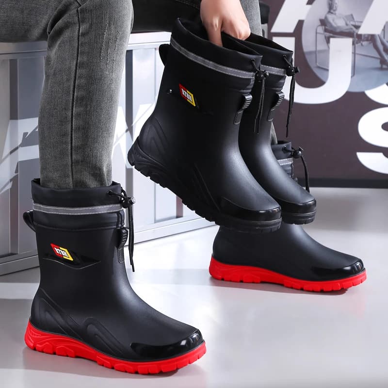 Bottes pluie homme style britannique travail extérieur antidérapantes imperméables quatre saisons pêche