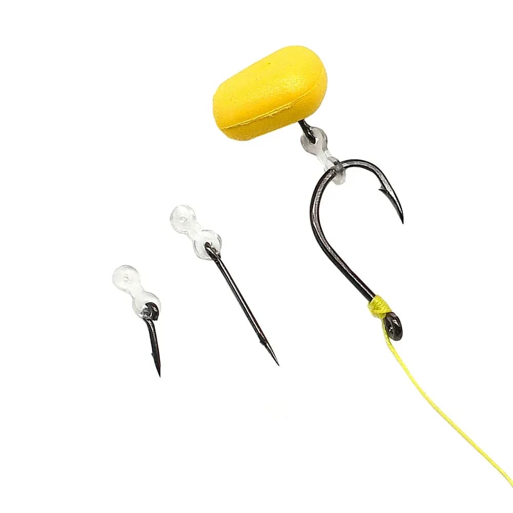 10 pointes métal pour appâts carpe avec arrêts caoutchouc pour montages hair rig et boilies