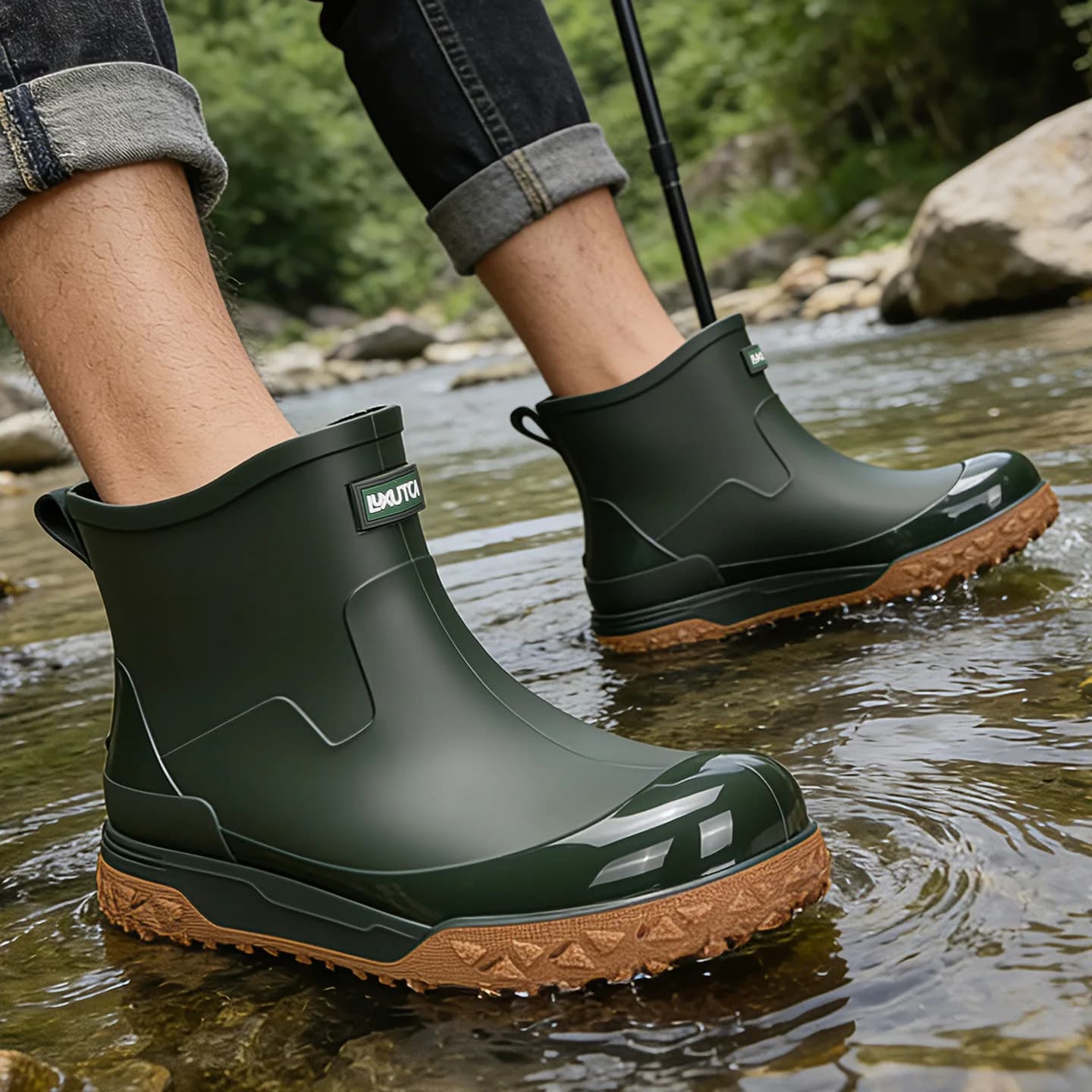 Bottes Chelsea grises pluie PVC imperméables mode printemps automne antidérapantes chaussures extérieur tendance