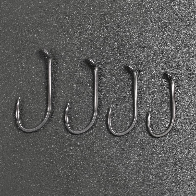 Hameçons carpe 10 pièces longue hampe micro barbelés tailles 2/4/6/8 revêtement PTFE ultra tranchants pour montage hair rig