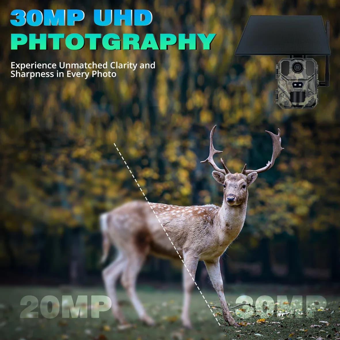 Mini900Pro caméra chasse 2K 4G contrôle APP batterie solaire lithium 130% pour pêche observation