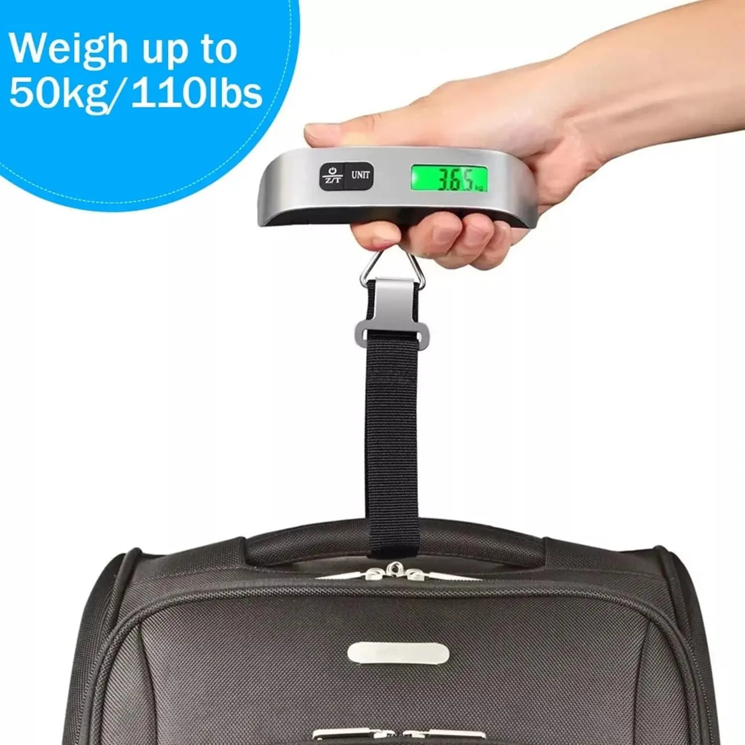 Pèse-bagages numérique portable 110lb/50kg - Balance de voyage manuelle pour valises et sacs de pêche
