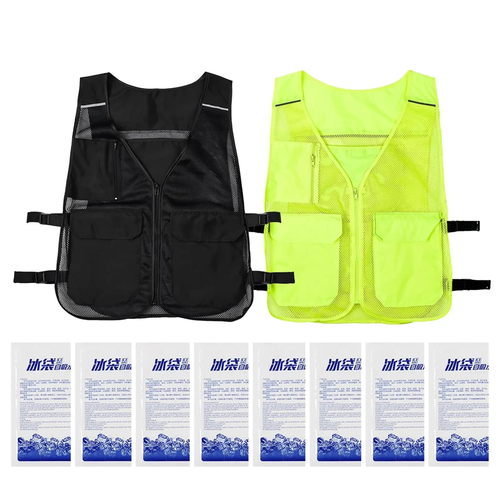 Veste rafraîchissante avec 8 packs de glace ajustable été temps chaud vestes AC réfléchissantes