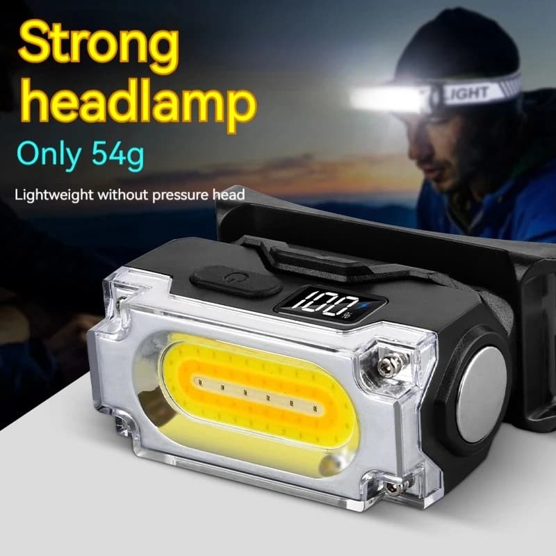 Frontale magnétique 3 sources lumineuses avec écran digital - Idéale pêche camping randonnée