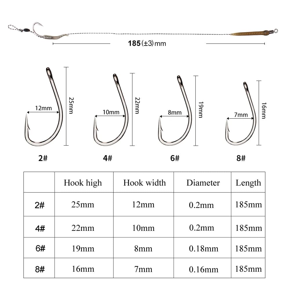 Montages carp fishing FTK 18.5cm hameçons hair rigs avec ligne 30-60LB pour pêche au feeder