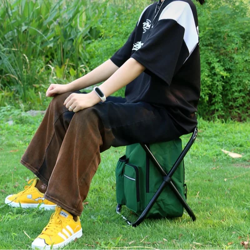 Tabouret pêche multifonction isotherme portable pliable avec sac à dos intégré