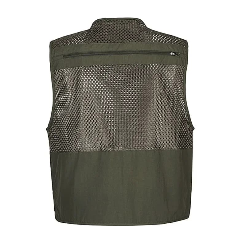 Gilet pêche grande taille mesh respirant multi-poches cargo séchage rapide pêche sportive été