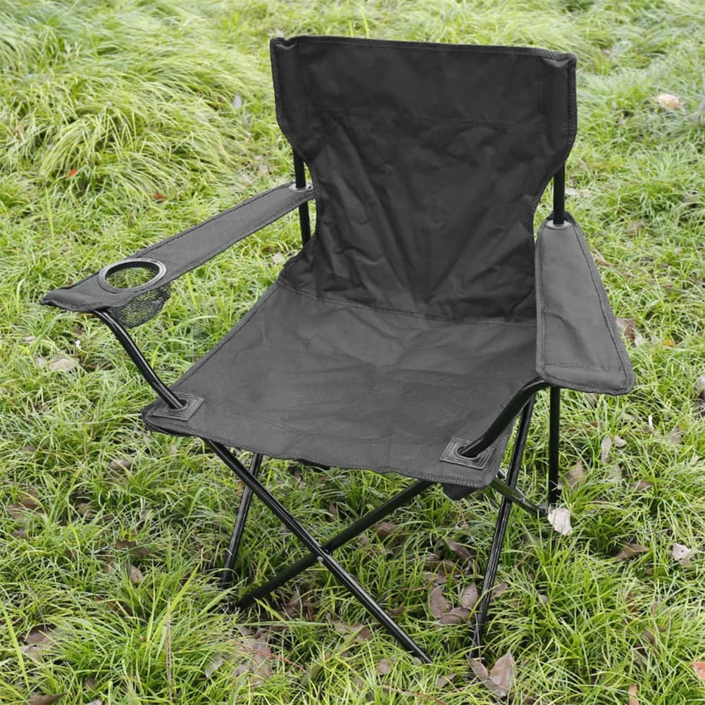 Chaise pliante de pêche avec porte-bouteille - Siège Oxford portable pour plage et camping