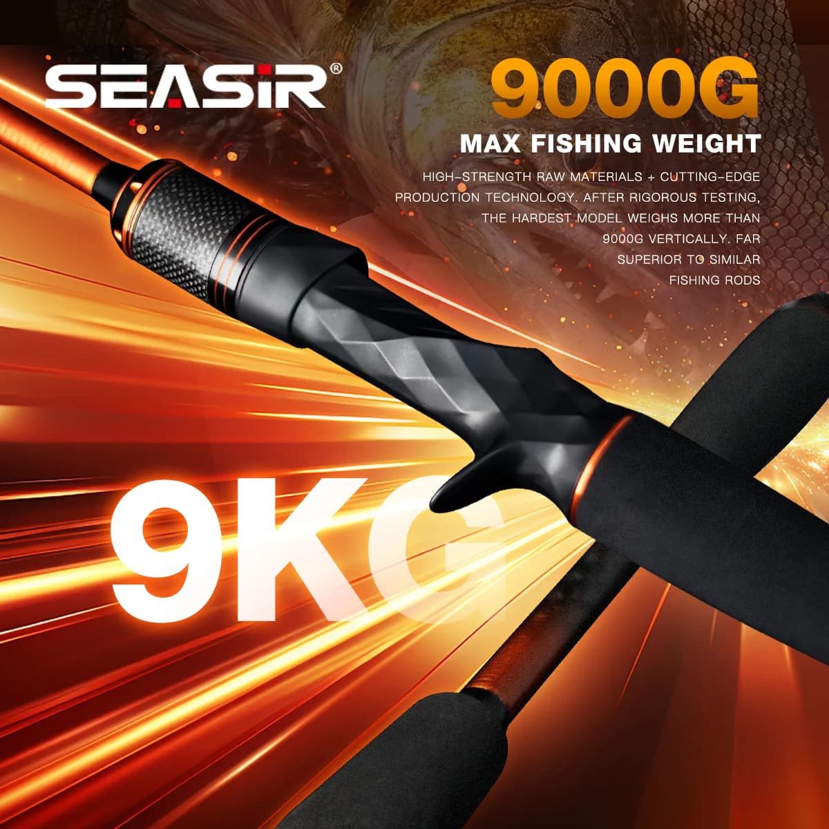 Canne SEASIR Cast X carbone 1.83M-2.1M pour leurres 7-25G avec moulinet à frein super drag 9KG