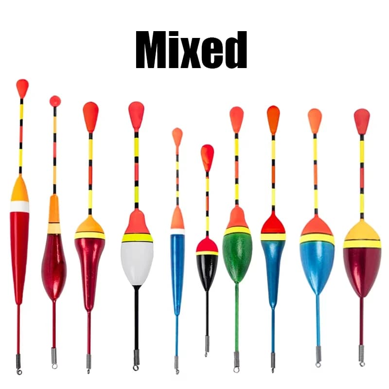 Lot de 10 flotteurs de pêche promotionnel, mix tailles et couleurs, en mousse, pour accessoires et