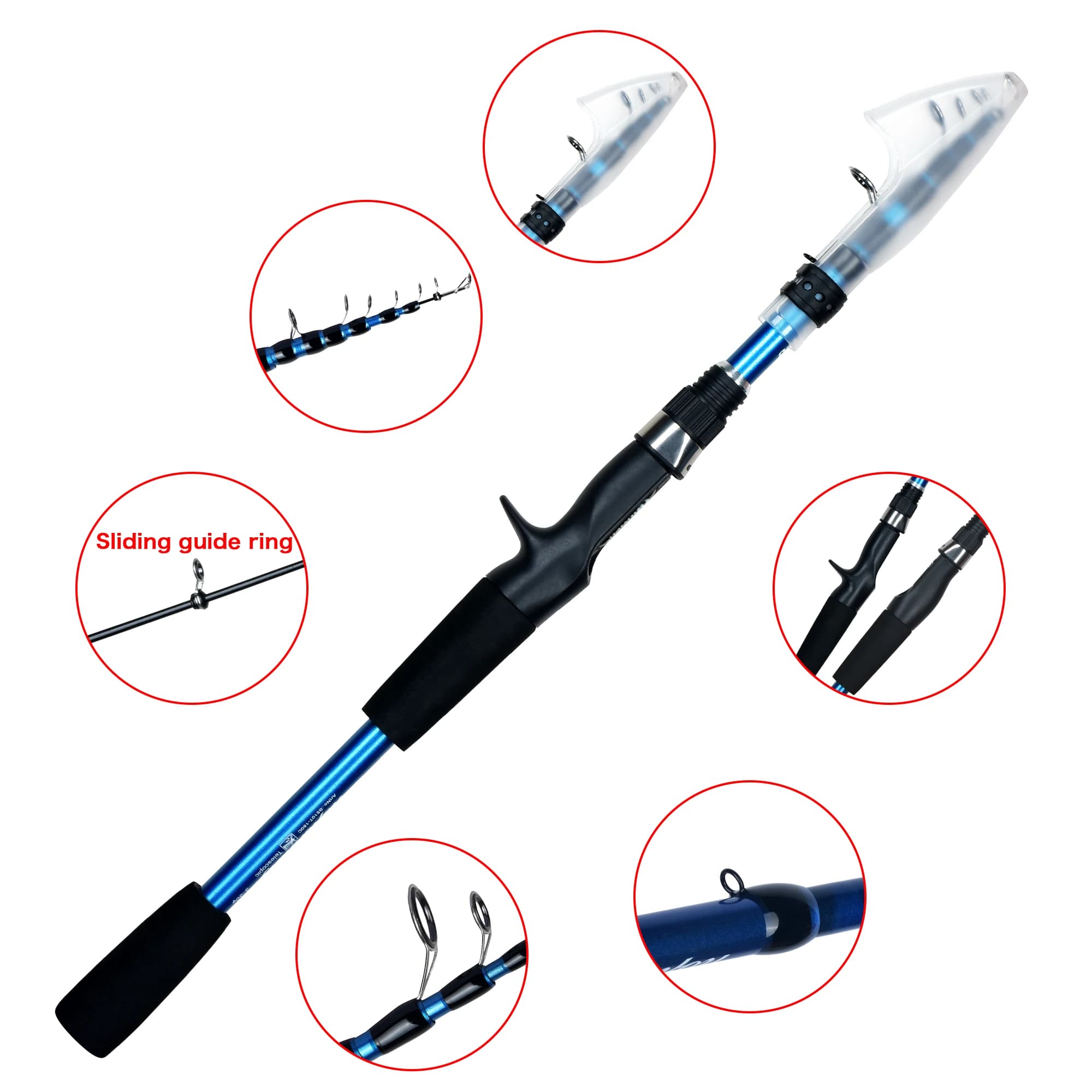 Canne télescopique BIUTIFU 1.8/2.1/2.4m pêche voyage - Carbon ultraléger 3-30g pour truite et leurres