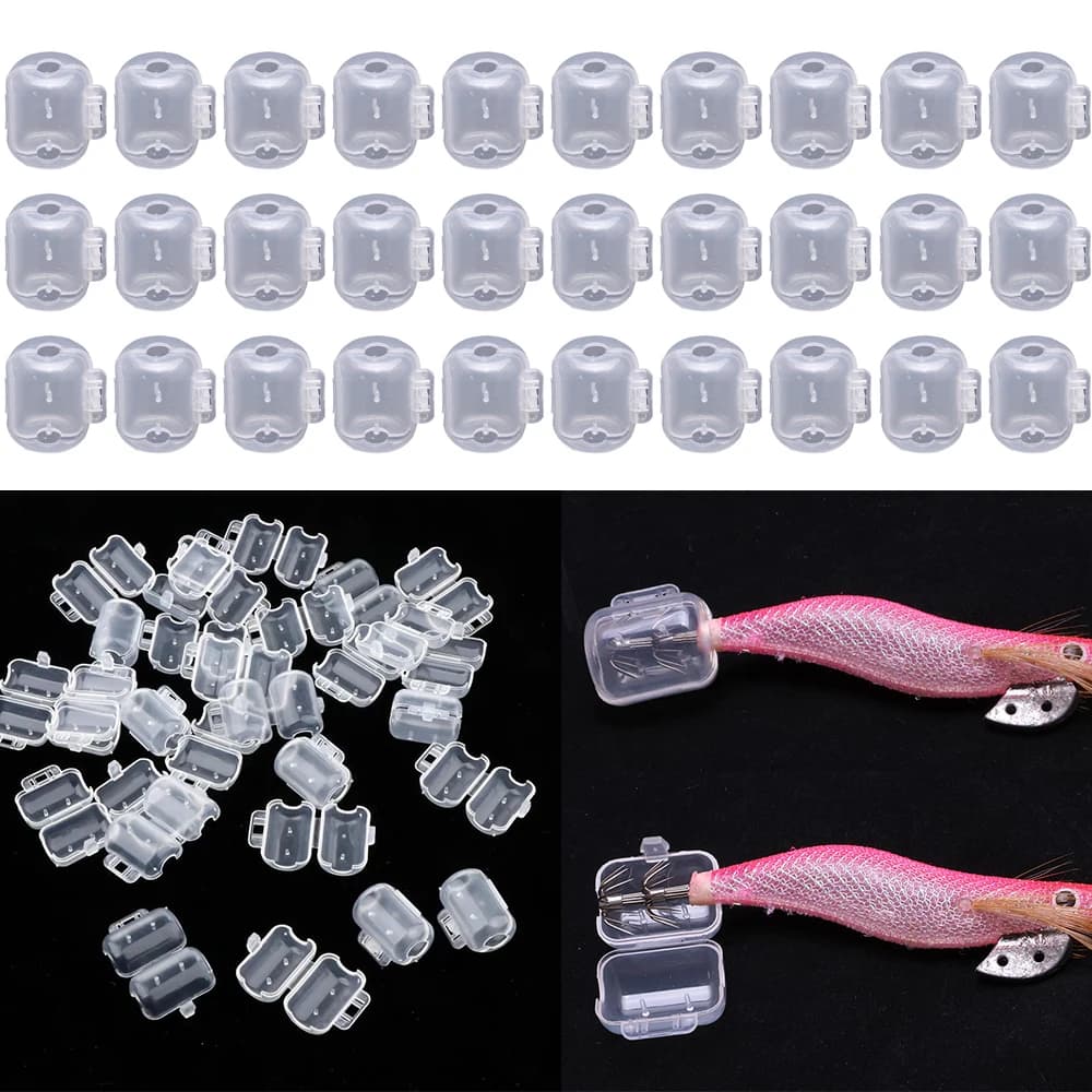 30 coques protectrices hameçons calmar : manchons isolation gros poissons, protection crevettes bois