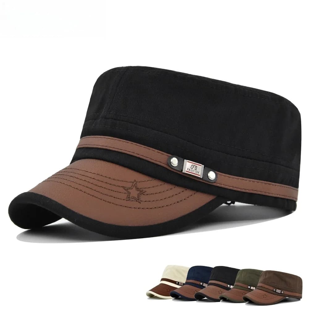 Casquette cadet pêche vintage armée - Homme visière plate coton été automne unisexe