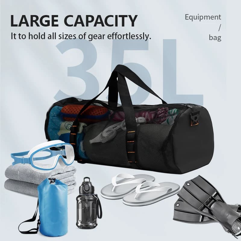 Grand sac filet de plongée pour pêche sous-marine - Duffle mesh extra large pour matériel de pêche humide